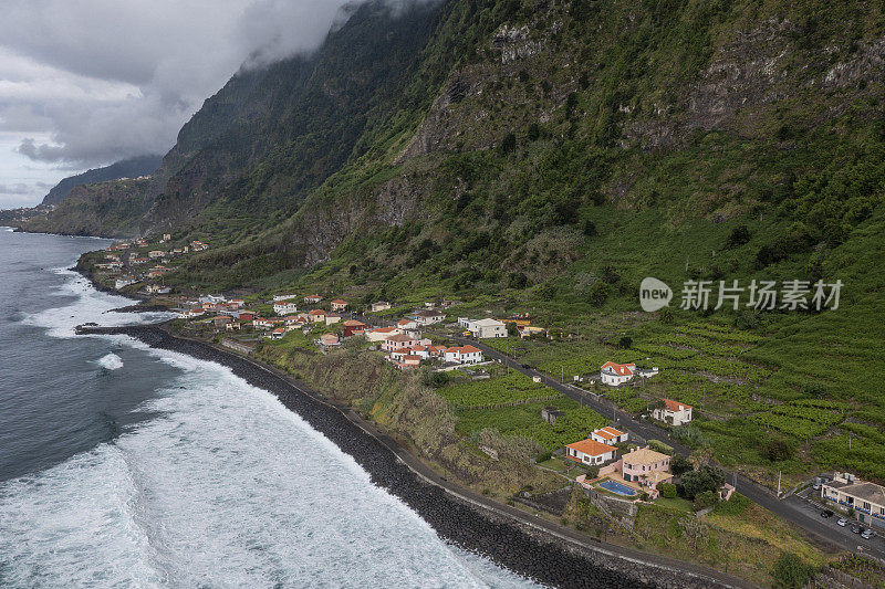 马德拉岛西北海岸的鸟瞰图