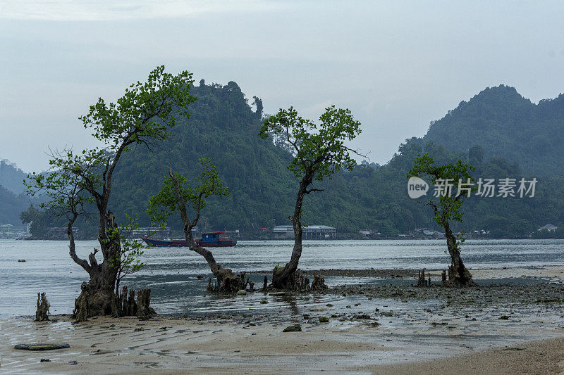 巴东尼瓦纳海滩黄昏全景