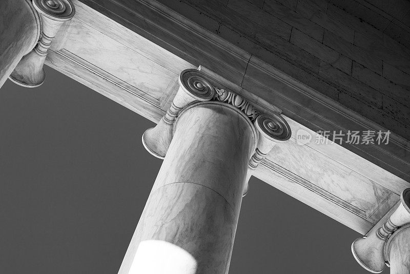 杰弗逊纪念堂的柱子在华盛顿特区库存照片