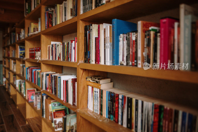 装满书的木制书架