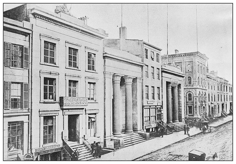 纽约金融区大楼:华尔街，1860年