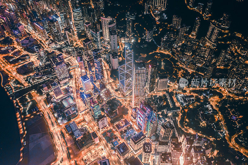 鸟瞰图香港夜