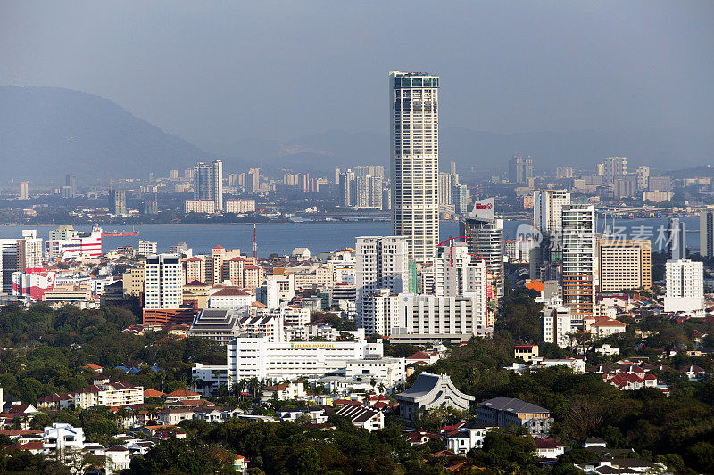 马来西亚槟城岛城市天际线