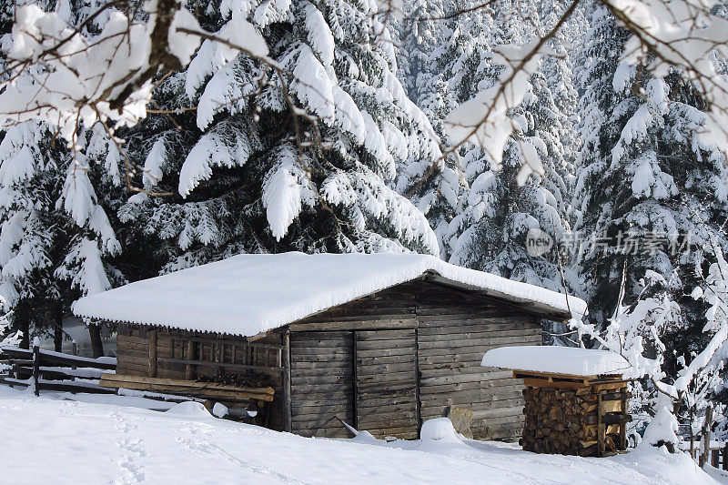 被雪覆盖的小屋