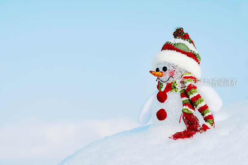 戴着帽子和围巾的小雪人