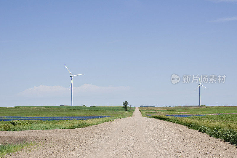 乡村公路和风力涡轮机