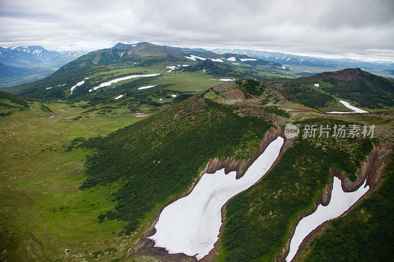 堪察加山脉鸟瞰图