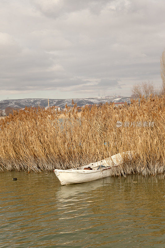 在土耳其安卡拉的莫根湖上的小船