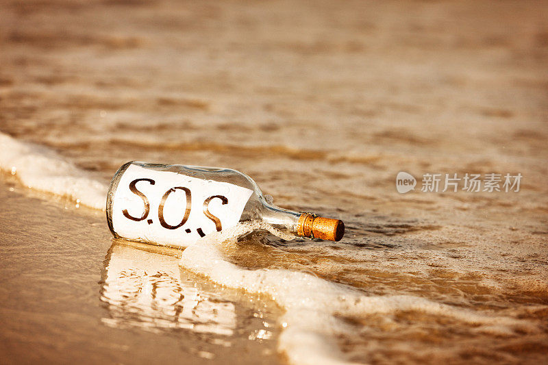 岸上废弃的瓶子里写着求救信息
