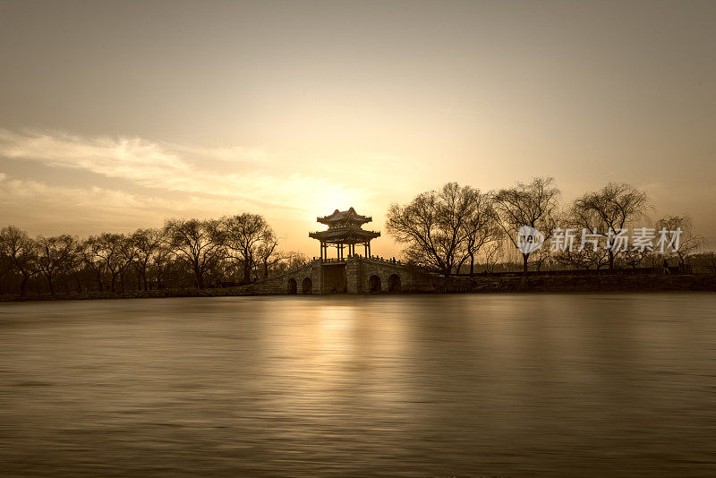 北京，颐和园日落