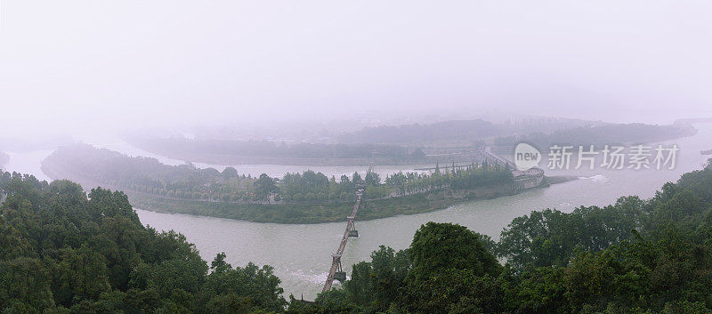 都江堰灌溉系统全景图(中国四川)