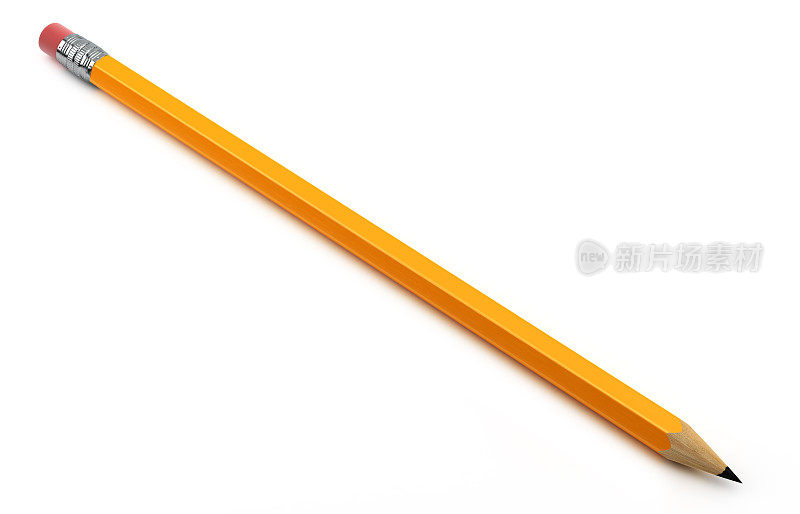 黄色铅笔孤立在白色背景。