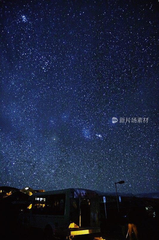 莫纳克亚山夜间的银河和星星