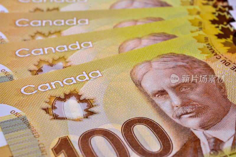 加拿大100元钞票。音调以棕色为主