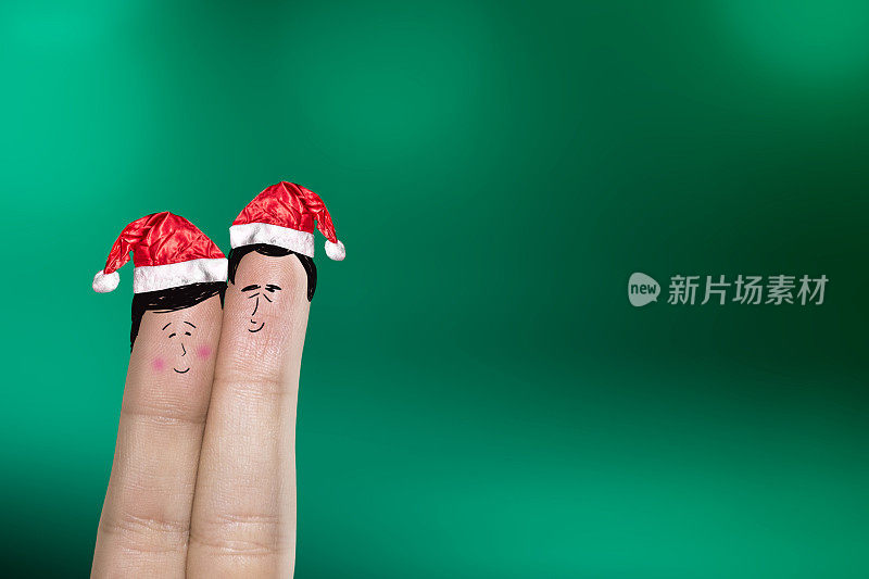 可爱的一对手指圣诞主题