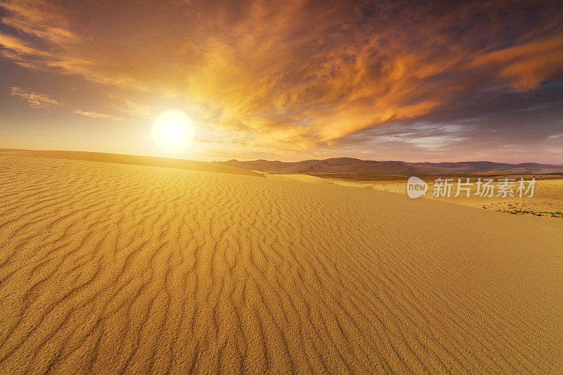 美丽的戈壁沙漠景色。蒙古。