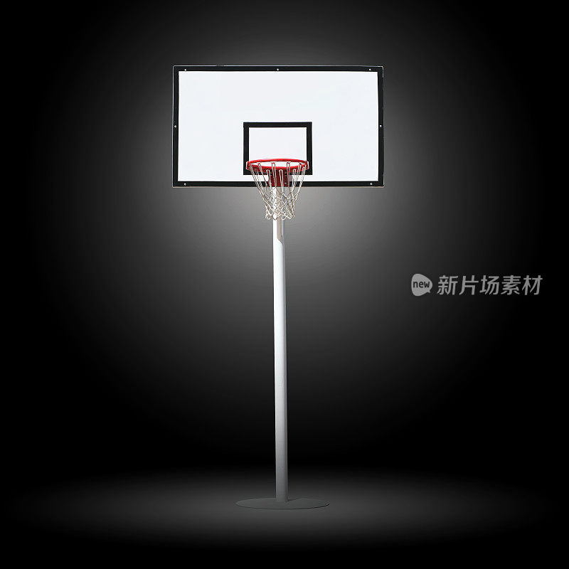 黑色背景上的篮球框。