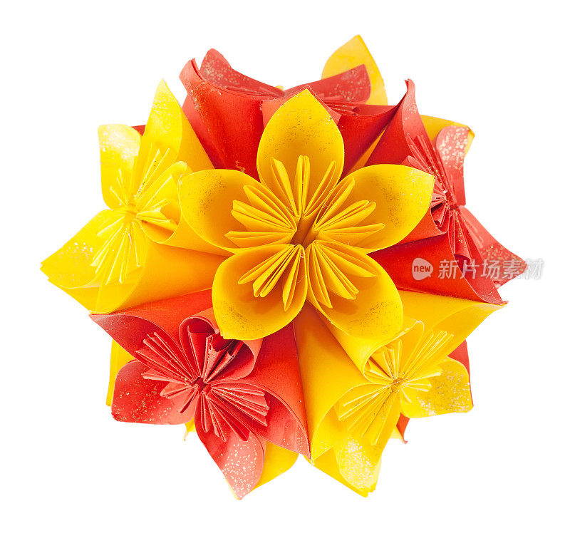 红色和黄色的kusudama