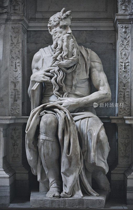 米开朗基罗的摩西雕像在意大利罗马Vincoli的圣彼得罗