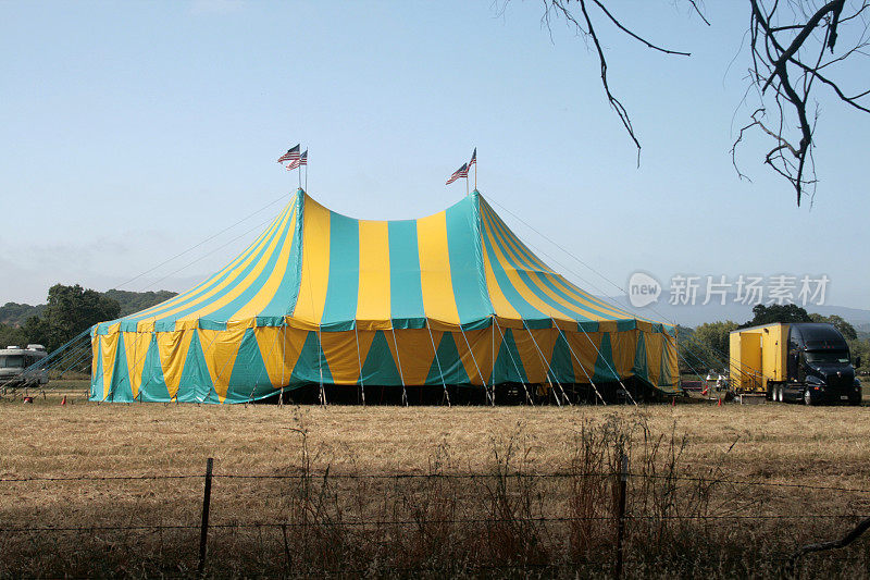 大型马戏团帐篷-橙色和绿松石色