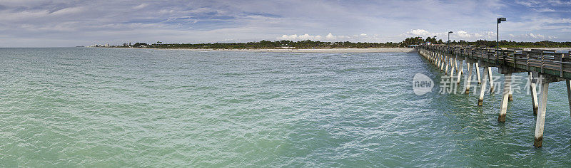 佛罗里达绿松石海洋海滩码头全景海湾海岸