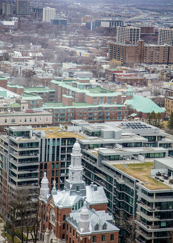 魁北克市的城市景观，Québec的加拿大省的首府城市，它成立于1608年，历史建筑紧邻现代建筑。