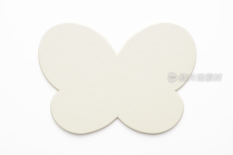 空白蝴蝶形状标签在白色背景上的孤立镜头