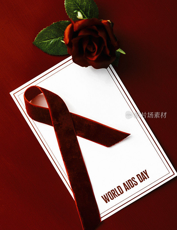 世界艾滋病日红丝带红背景