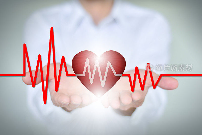 医疗保险、健康、医药和慈善机构都有3d心脏和心电图