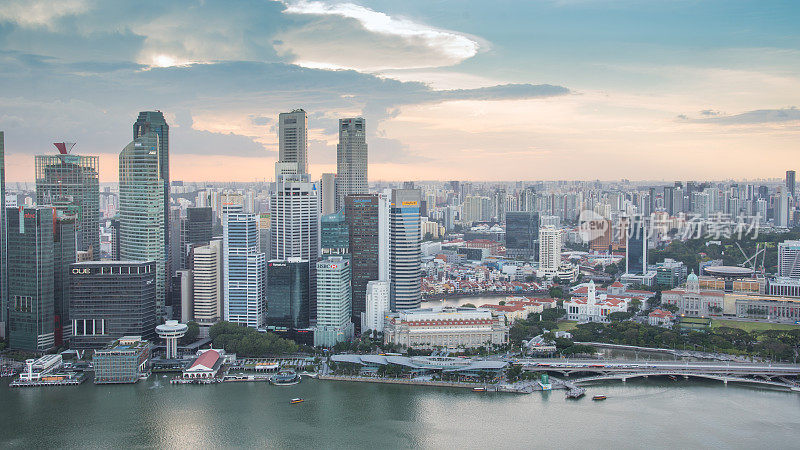 新加坡市中心CBD的天际线全景