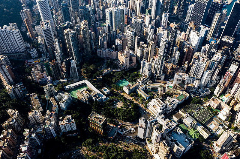 香港市区鸟瞰图。