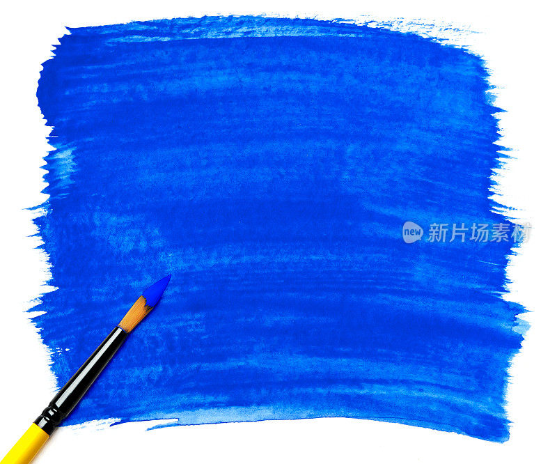 蓝色画笔笔画(孤立在白色上)