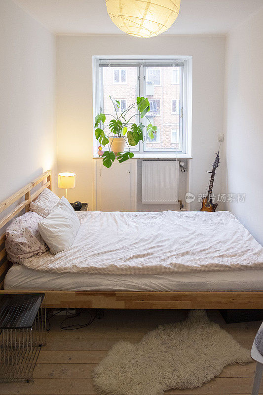 斯堪的纳维亚设计公寓里的小卧室