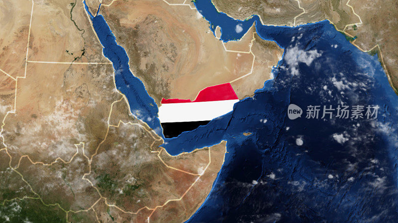 也门国旗装饰地图