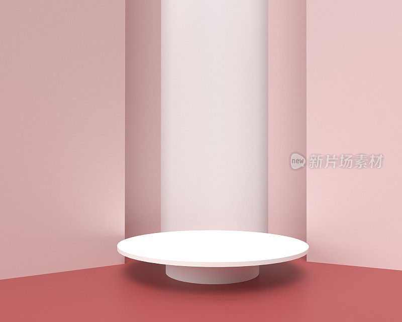 3D粉红色背景与产品讲台。