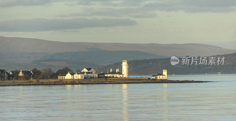 英国，苏格兰，格拉斯哥附近的wemyss海湾，skelmorlie附近的point灯塔