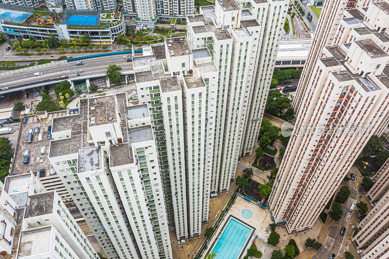 香港九龙拥挤的公寓楼