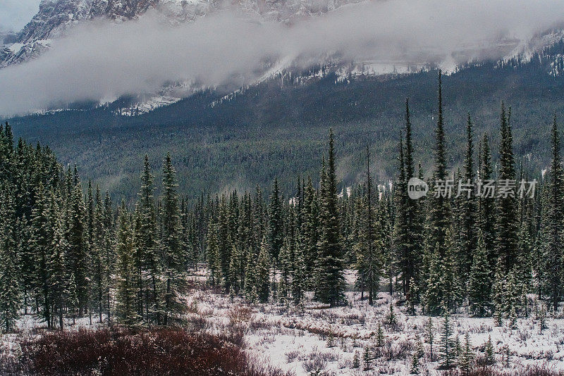 山脉景观-落基山脉周围班夫，阿尔伯塔，加拿大