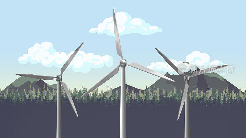 风力涡轮机，电力，电力，能源，可循环