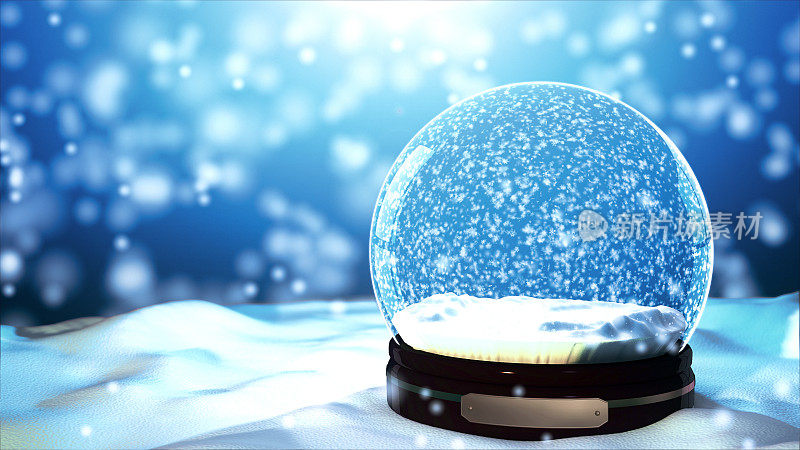 圣诞雪花球雪花与雪花在蓝色的背景