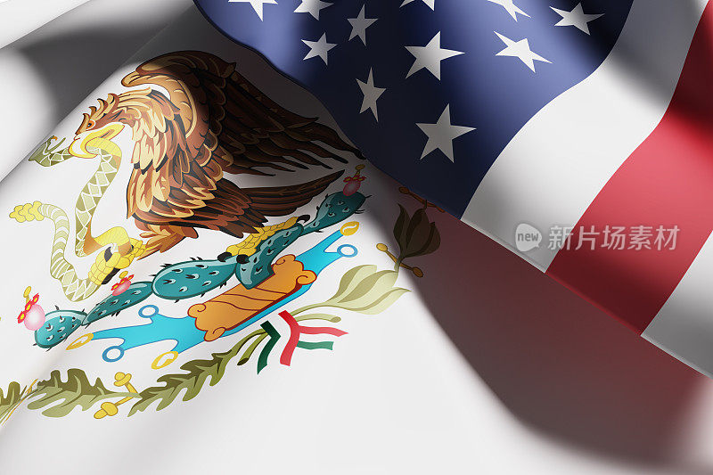 美国和墨西哥国旗