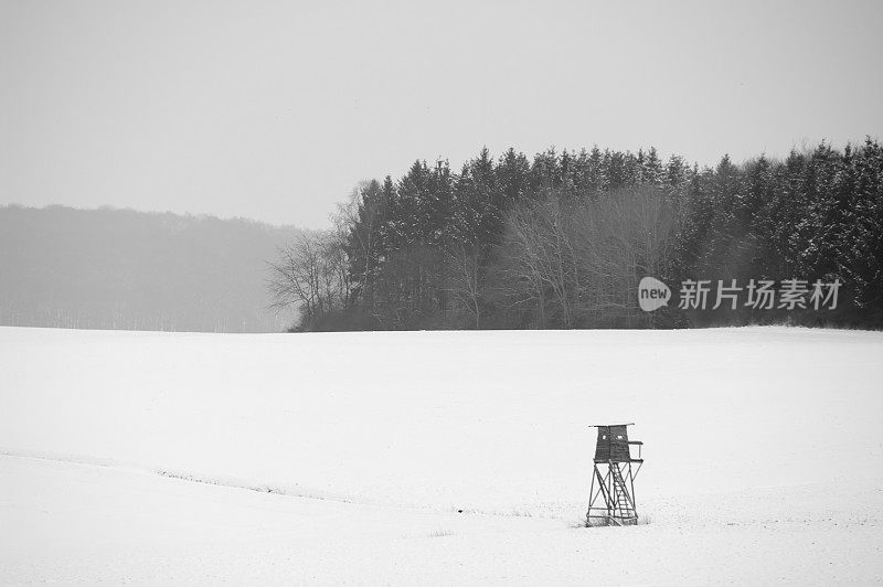 雪中的瞭望塔(B&amp;W)