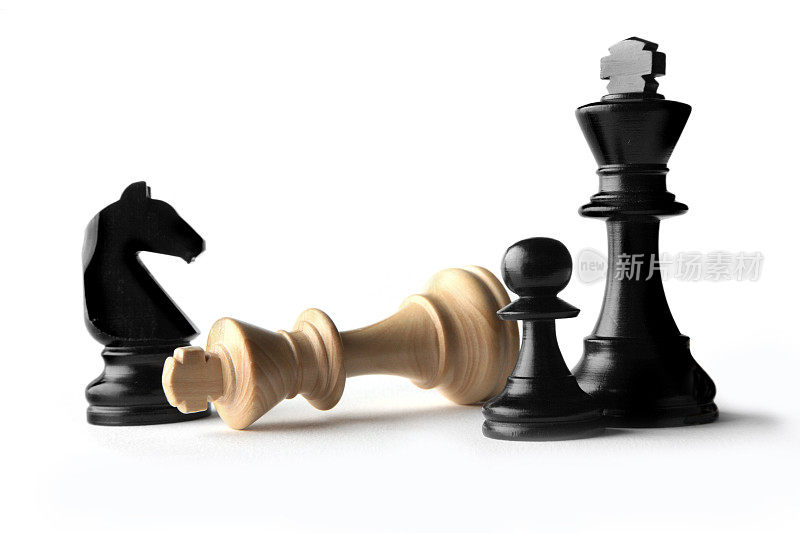 国际象棋:国王，骑士和卒孤立在白色背景