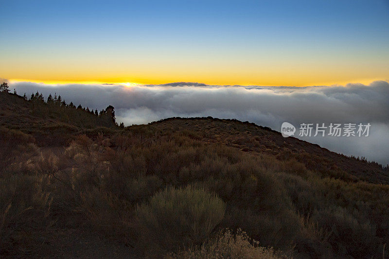 特内里费岛泰德山宁静的日落