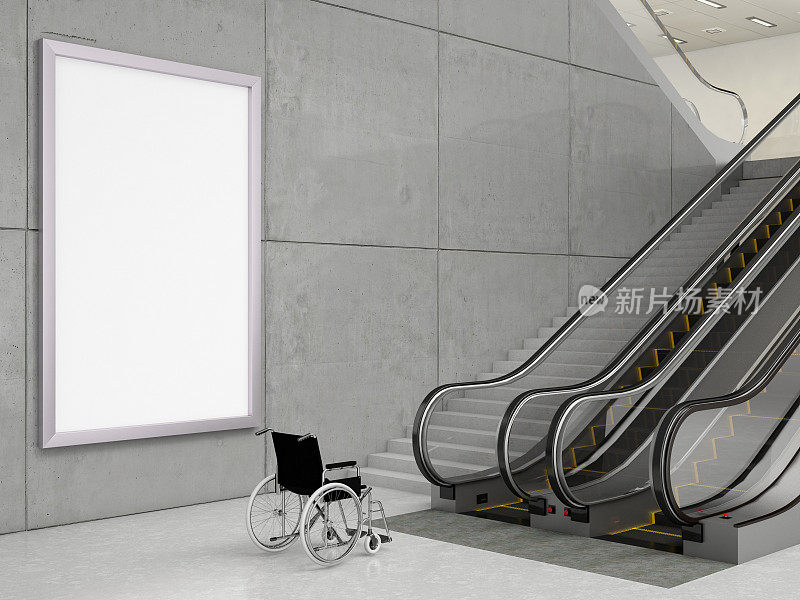 黑色框架与轮椅和楼梯