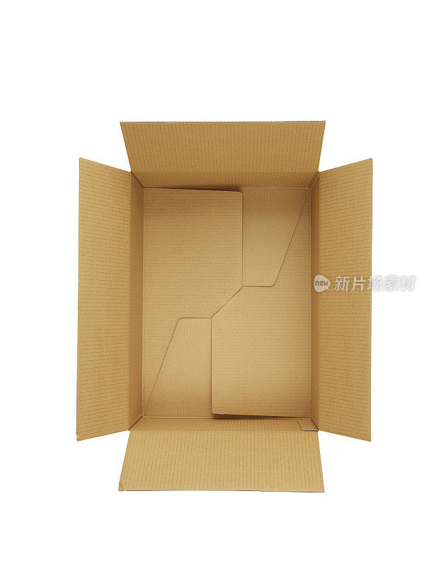 白色背景上的棕色空白纸盒。
