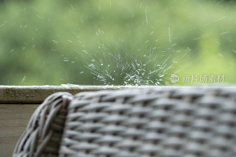 佐治亚州后院下着雨的早晨