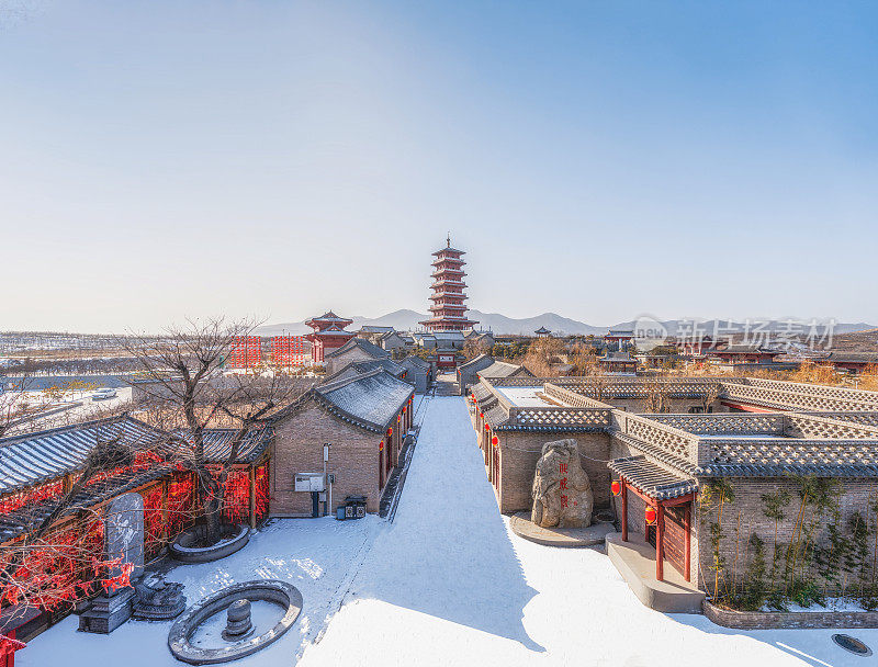 中国河北省石家庄市赞皇县德裕古镇的雪景