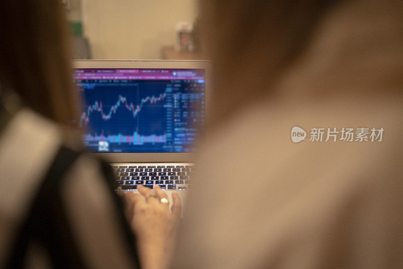 密码图与绿色和红色烛台在蓝色显示。TradingView