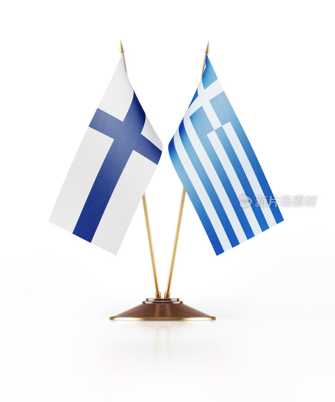 芬兰和希腊的微型国旗